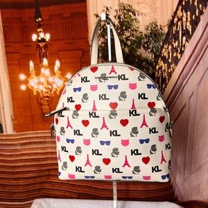 Karl Lagerfeld Effiel Tower Paris Mini White Patterned Backpack 🏴󠁧󠁢󠁥󠁮󠁧󠁿